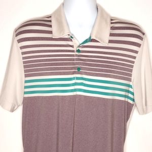 Adidas Men's Medium Striped Druid Hills Short Sleeve Polo Golf Shirt